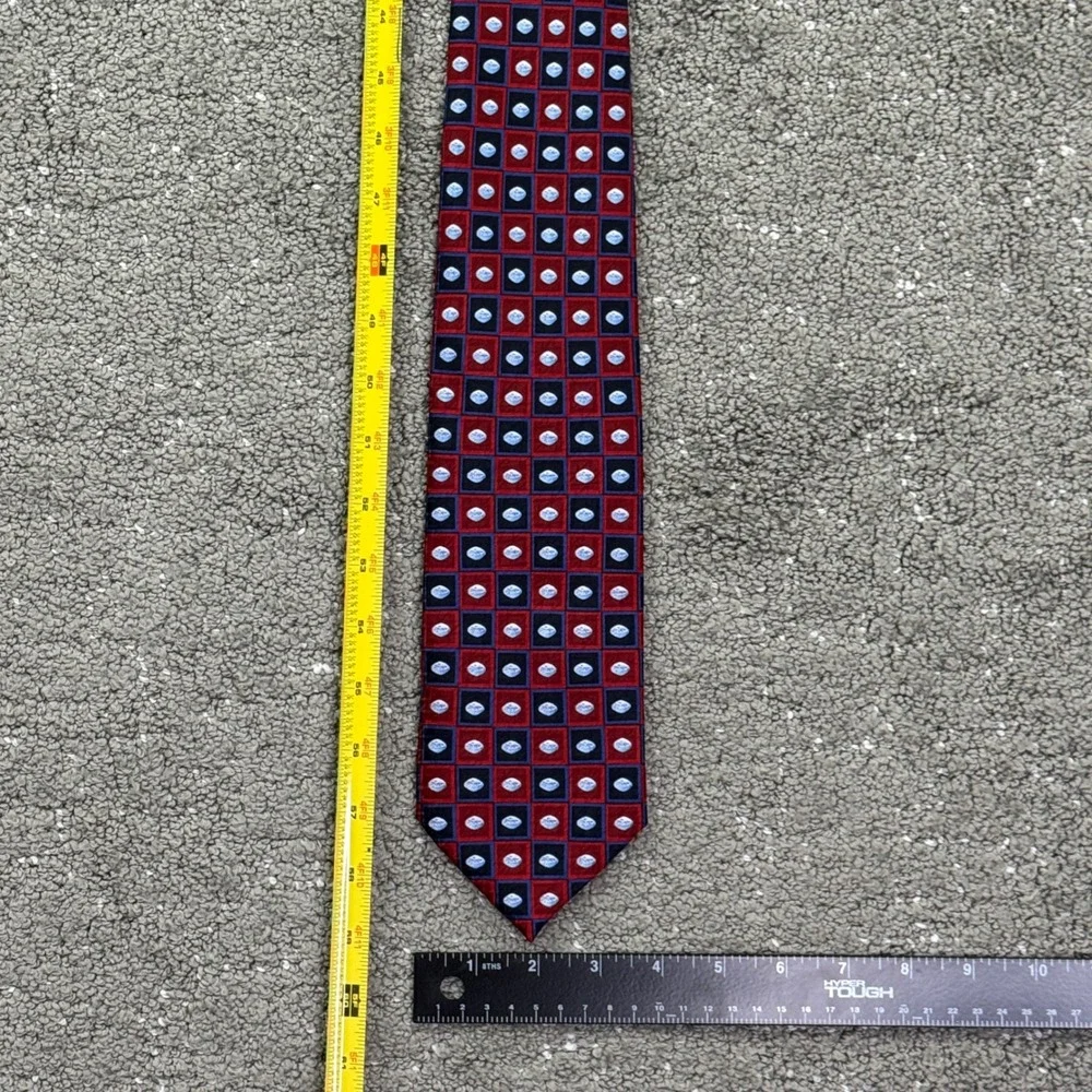 Pfizer 100% Silk Tie Red Navy Logo Pharmaceutical Drug Rep Medical Promo